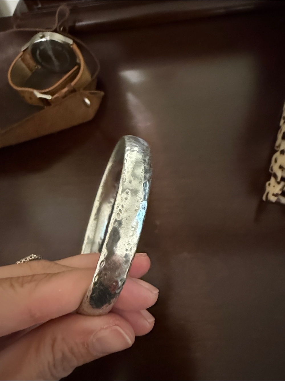 Hammered Silver-Tone Bangle Bracelet – Women Accessories